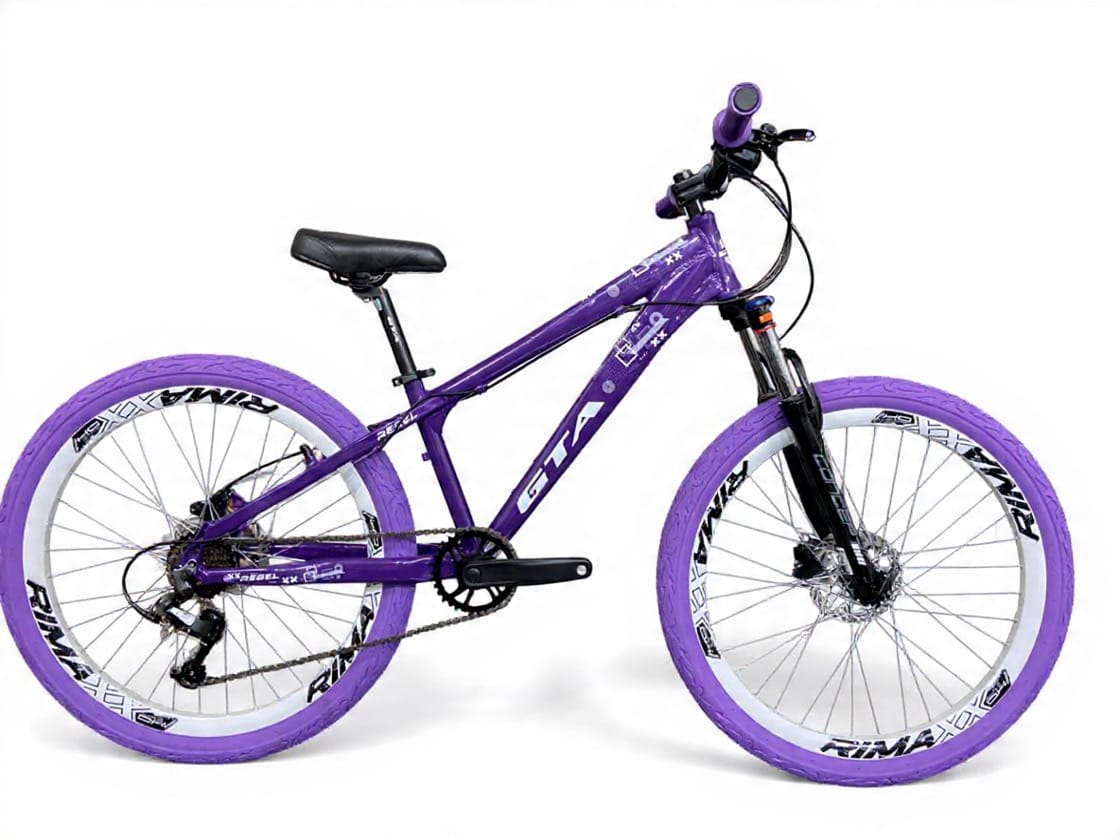 Bicicleta MTB juvenil GTS roxa freio disco suspensão