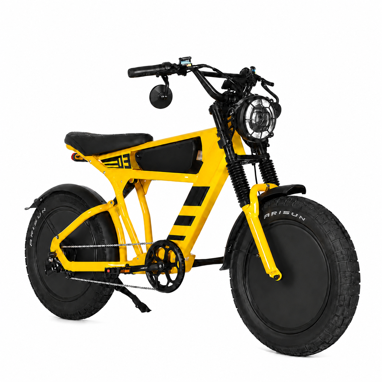 E-bike Mangosteen vermelha, estilo café racer